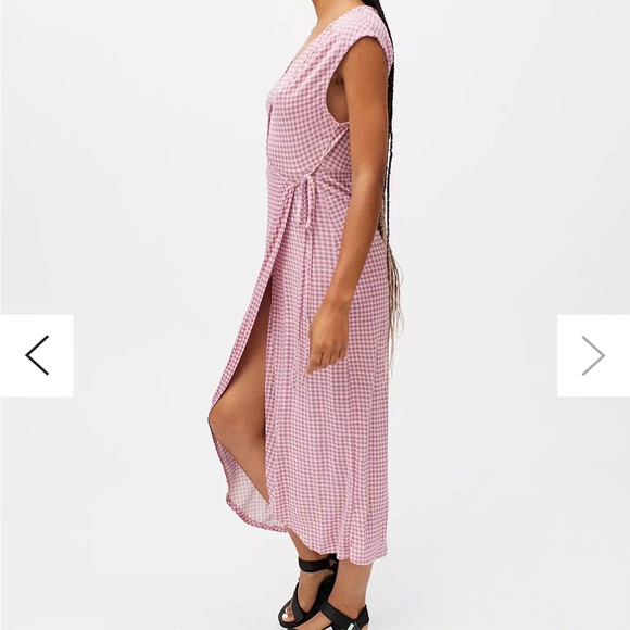 Urban Outfitters UO Zina Gingham Wrap Midi Dress Medium Women’s Purple - Picture 7 of 8